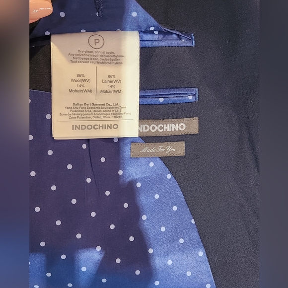 Indochino Wool Mohair Navy Suit Jacket Blazer sz 40R Pants sz 34 Two Button Blue - Picture 5 of 14